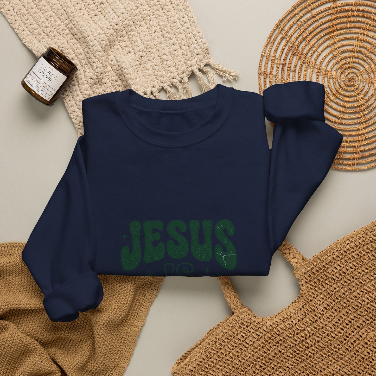 Jesus Is Enough Vintage Christian Crewneck Sweatshirt