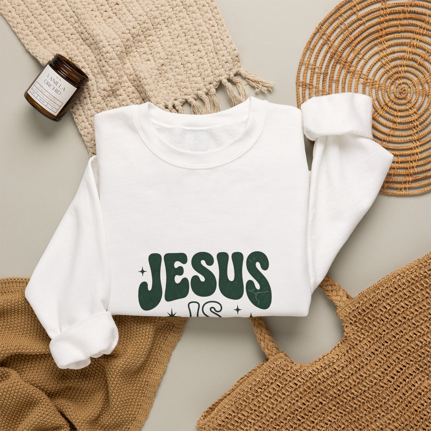 Jesus Is Enough Vintage Christian Crewneck Sweatshirt