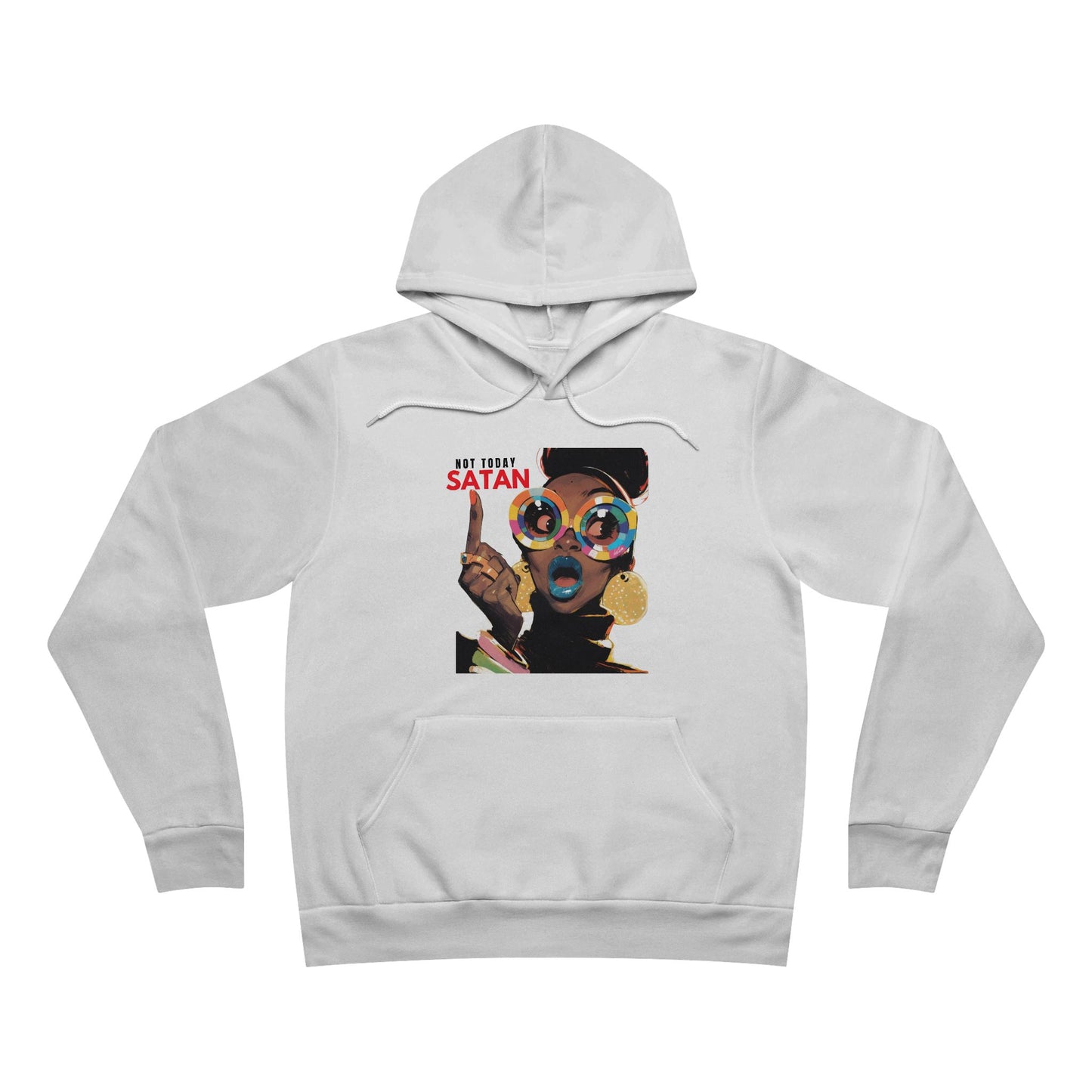Sponge Fleece Hoodie - Not Today Santan Lady with Colorful Glasses - U+GOD