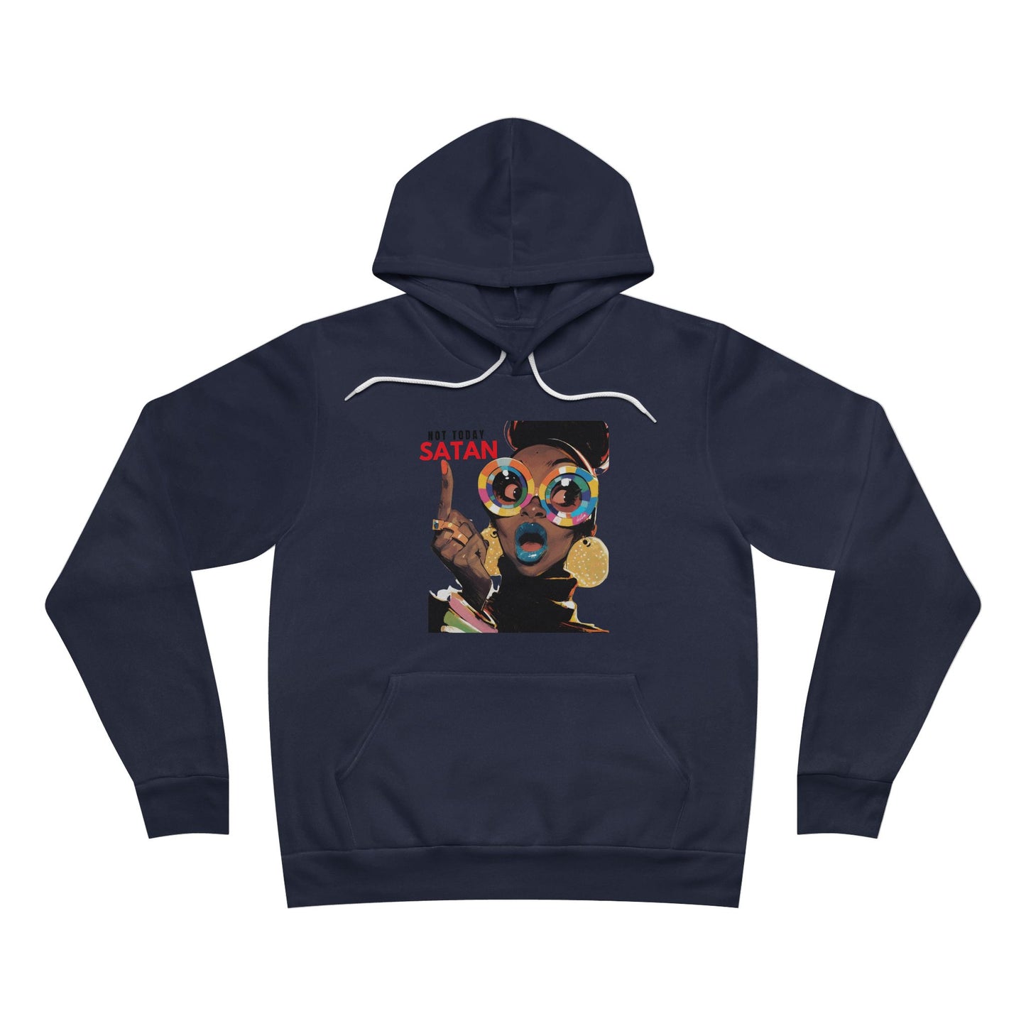 Sponge Fleece Hoodie - Not Today Santan Lady with Colorful Glasses - U+GOD