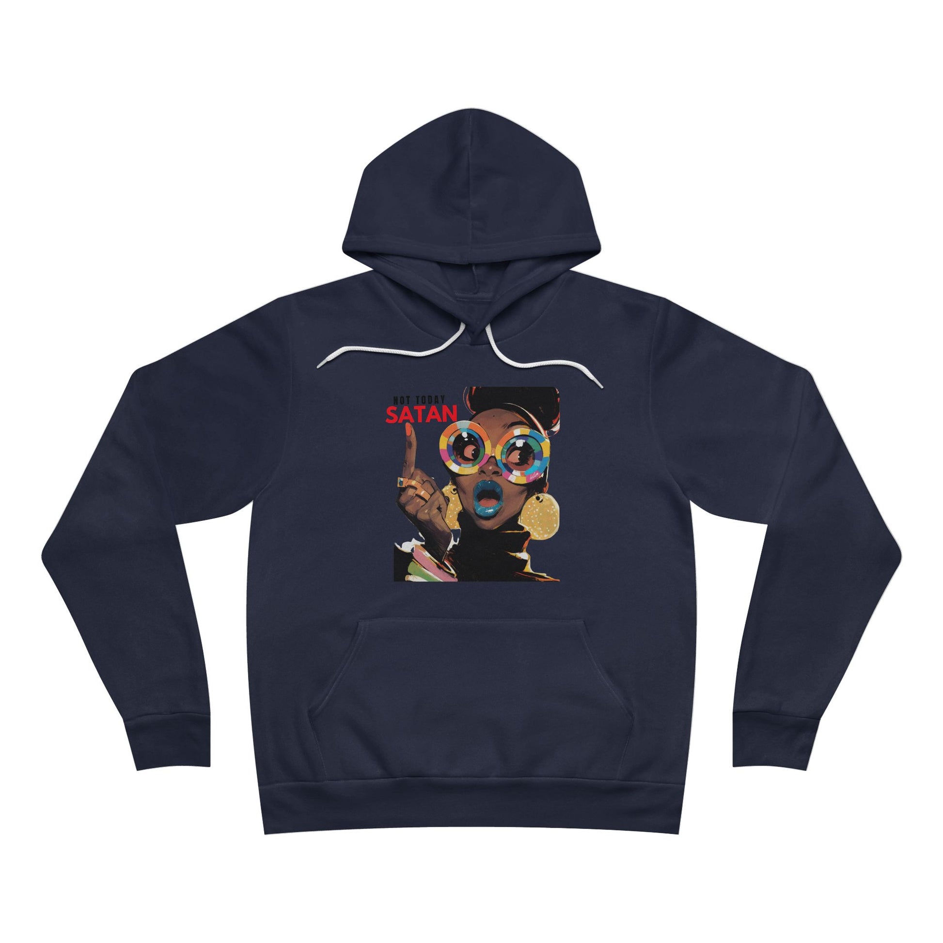 Sponge Fleece Hoodie - Not Today Santan Lady with Colorful Glasses - U+GOD
