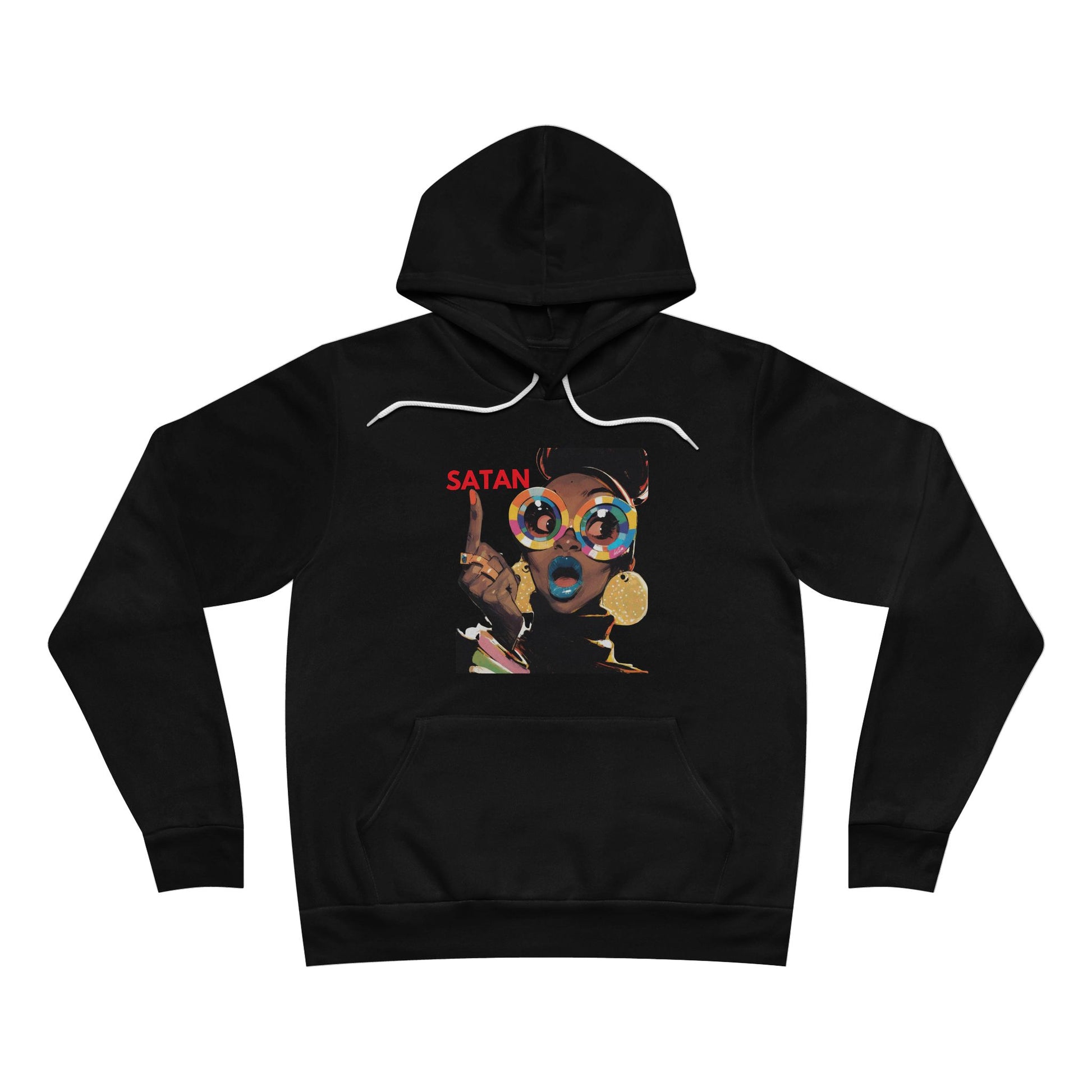 Sponge Fleece Hoodie - Not Today Santan Lady with Colorful Glasses - U+GOD
