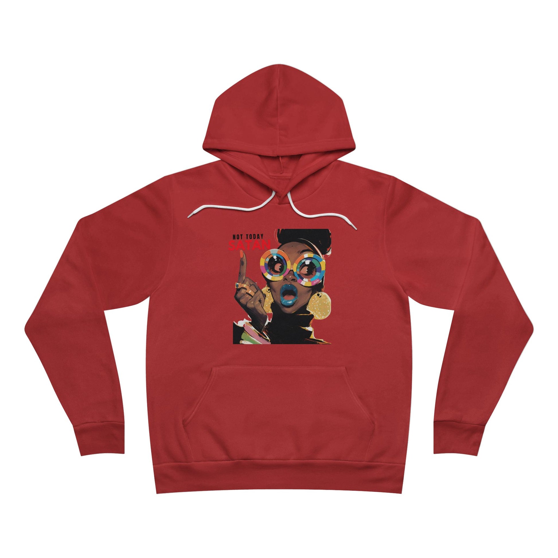 Sponge Fleece Hoodie - Not Today Santan Lady with Colorful Glasses - U+GOD