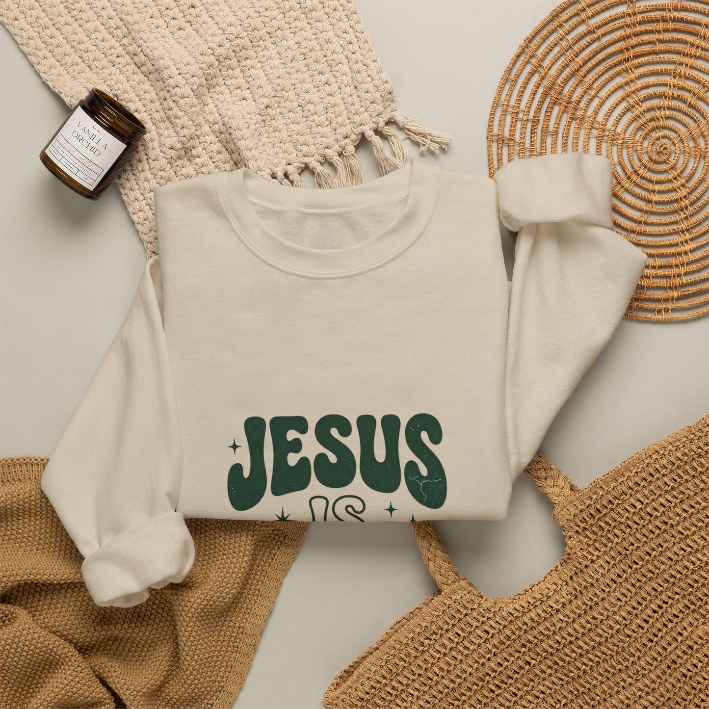Jesus Is Enough Vintage Christian Crewneck Sweatshirt