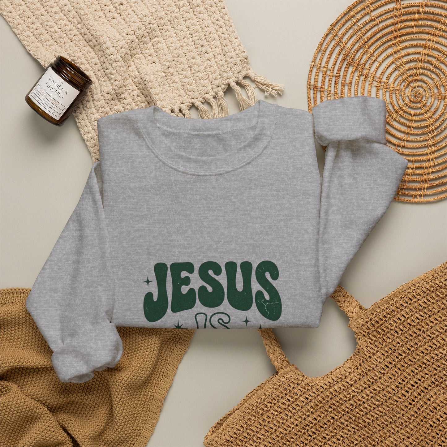 Jesus Is Enough Vintage Christian Crewneck Sweatshirt